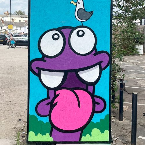 NOL Nolart streetart graffiti mural character design happy cheltenham paint festival